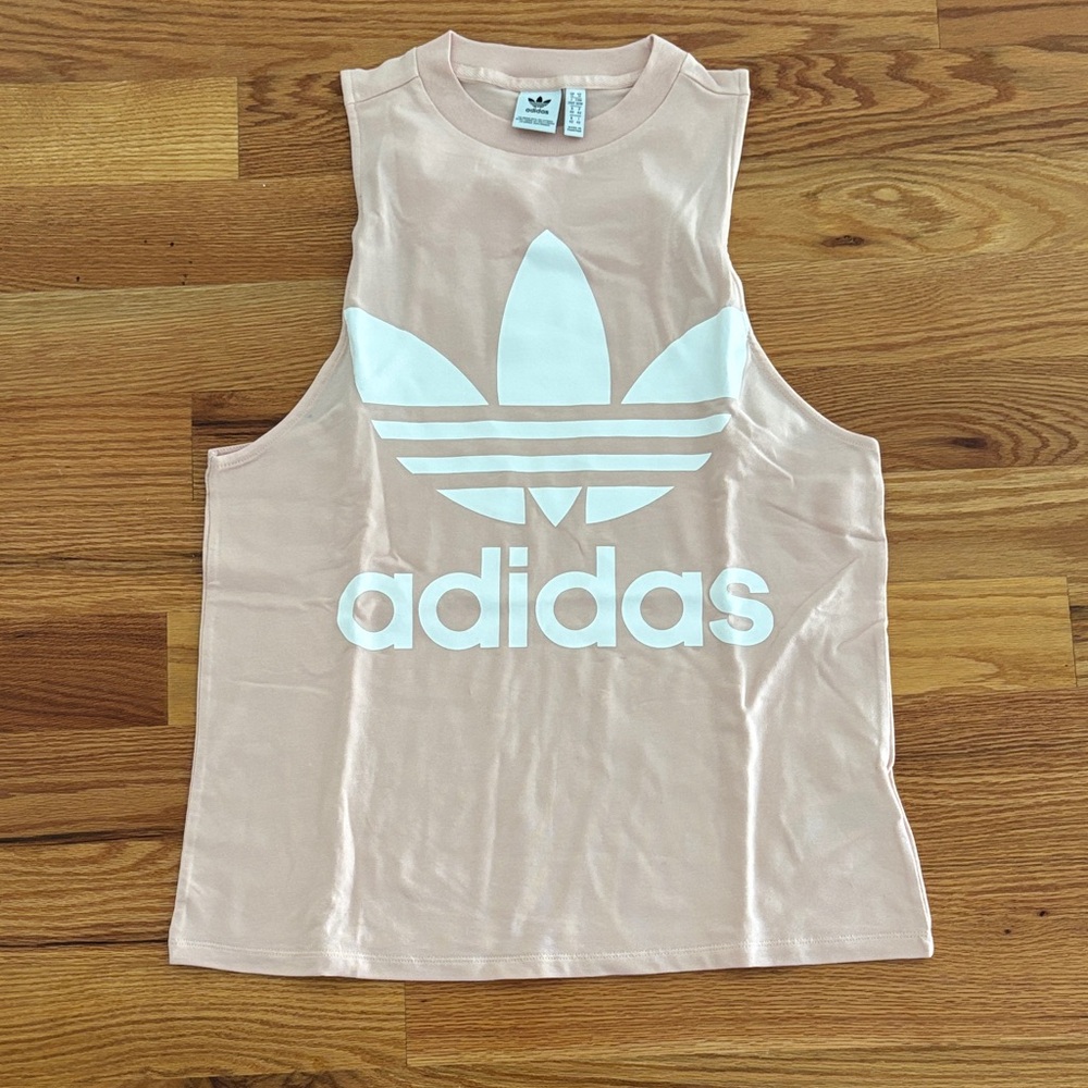 NWOT Adidas Light Pink Athletic Tank with White Logo